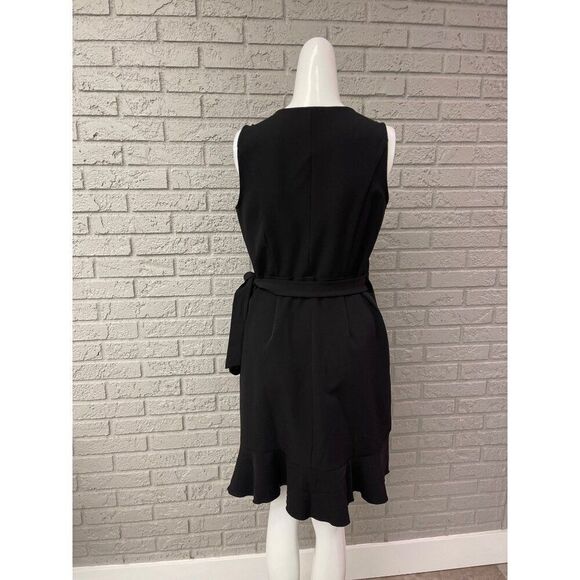 Loft Women Black Wrap Ruffle Sleeveless Dress Size 2 - Picture 5 of 9